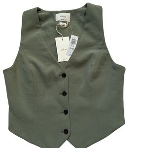 Aritzia Wilfred Olive Green Button-Up Blouse